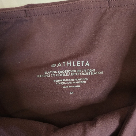 Athleta Elation Crossover Ribbed 7/8 Leggings Asymmetrical Cuff Women’s Size Med - Picture 4 of 5